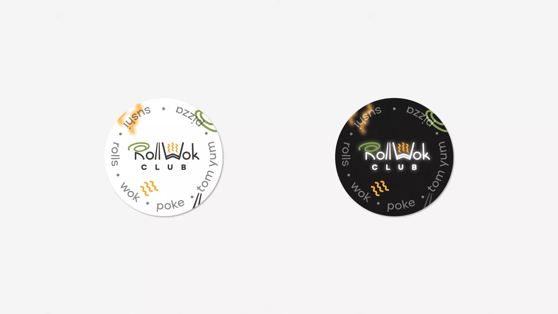 Разработка наклеек для суши-бара «Roll Wok Club» в Спасске-Рязанском