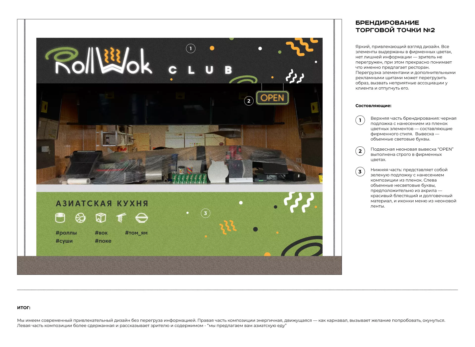 Брендирование торговых точек суши-бара «Roll Wok Club» в Спасске-Рязанском